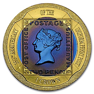 2000 26.3 Gram Gilbraltar Bi-Metal Gold and Titanium Tuppenny Blue 1 Crown Coin