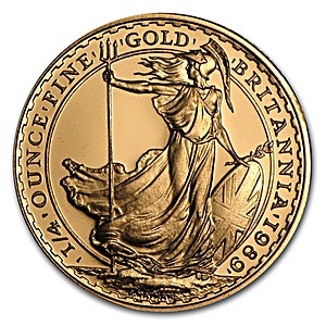 1989 1/4 oz United Kingdom Gold Britannia Proof Bullion Coin