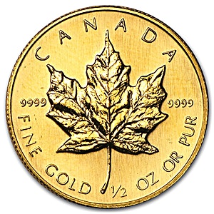 1988 1/2 oz Canadian Gold Maple Leaf Bullion Coin