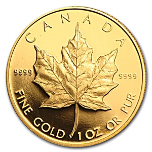 1989 1 oz Canadian Gold Maple Leaf Proof Bullion Coin