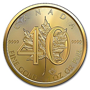 2019 1 oz Canadian Gold Maple Leaf Bullion Coin - 40th Anniversary Edition