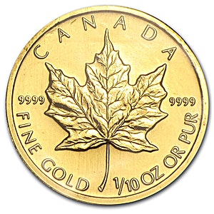 1987 1/10 oz Canadian Gold Maple Leaf Bullion Coin