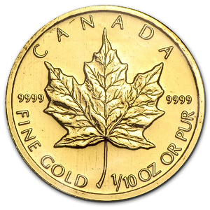 1987 1/10 oz Canadian Gold Maple Leaf Bullion Coin