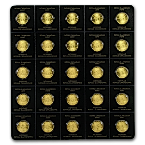 2021 25 x 1 Gram Canadian Gold Maplegram25 Gold Bullion Coin Pack
