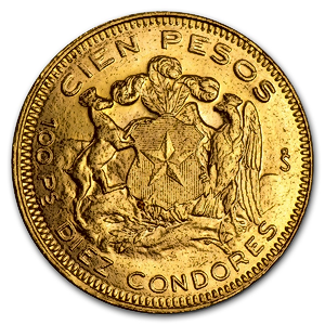 18.3 Gram Gold Chilean Gold 100 Pesos Coin (Various Years)