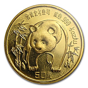 1986 1/2 oz Chinese Gold Panda Bullion Coin