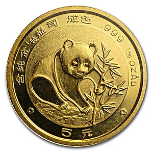 1989 1/20 oz Chinese Gold Panda Bullion Coin