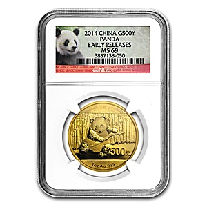 2014 1 oz Chinese Gold Panda Bullion Coin - Graded MS 69 by PCGS