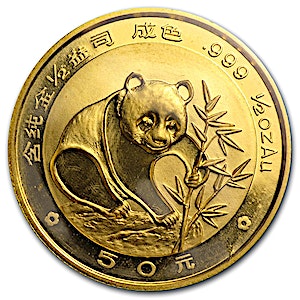 1988 1/2 oz Chinese Gold Panda Bullion Coin