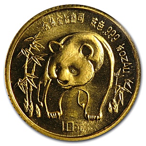 1986 1/10 oz Chinese Gold Panda Bullion Coin