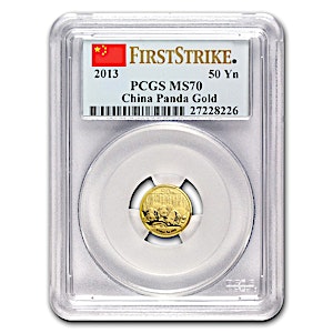 2013 1/10 oz Chinese Gold Panda Bullion Coin - Graded MS 70 by PCGS