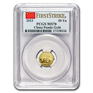 2013 1/10 oz Chinese Gold Panda Bullion Coin - Graded MS 70 by PCGS