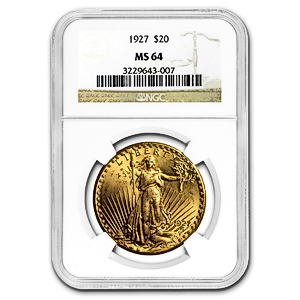 1927 US $20 St. Gaudens Double Eagle Gold Coin - Graded MS 64 by NGC - 30.09 Gram