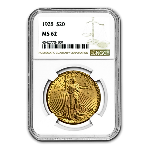 1926 US $20 St. Gaudens Double Eagle Gold Coin - Graded MS 62 by NGC - 30.09 Gram
