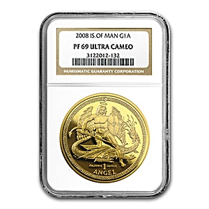 2008 1 oz Isle of Man Gold Angel Coin - Graded PF-69 by NGC