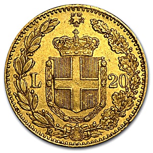 Italian Gold 20 Lire Coin (Various Years)