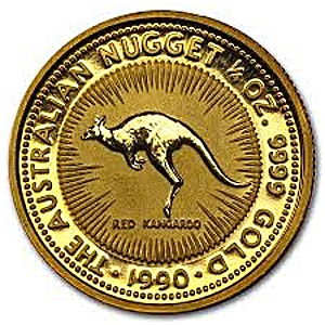 Australian Gold Kangaroo Nugget 1990 - 1/4 oz Australian Gold Kangaroo Nugget 1990 - 1/4 oz