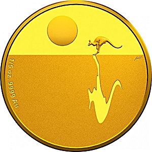 1/5 oz Australia Gold Kangaroo At Sunset Coin (Pre-Owned in Good Condition)