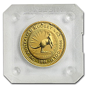 1991 1/10 oz Australian Gold Kangaroo Nugget Bullion Coin