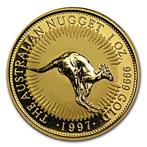 1997 1 oz Australian Gold Kangaroo Nugget Bullion Coin