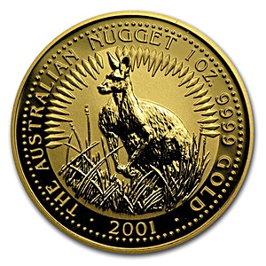 2001 1 oz Australian Gold Kangaroo Nugget Bullion Coin