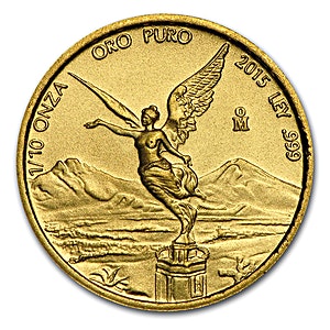 2015 1/10 oz Mexican Gold Libertad Bullion Coin