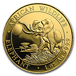 2016 1 oz Somalia Gold Elephant Bullion Coin