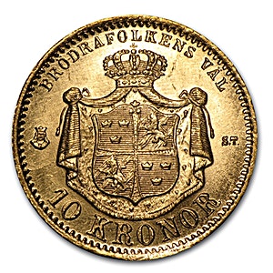 Swedish Gold 10 Kronor Coin (Various Years)