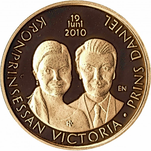 2010 10.8 Gram Gold Swedish Gold 2000 Kronor Coin - Wedding of Crown Princess Victoria and Daniel Westling