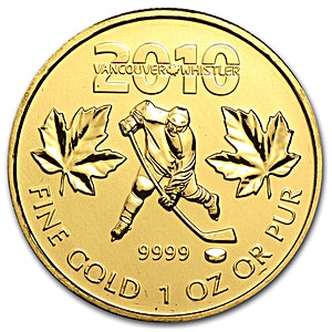 2010 1 oz Canadian Gold Maple Bullion Coin - Vancouver Olympics