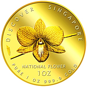 2013 1 oz Singapore National Flower Gold Coin - Vanda Miss Joaquim (Pre-Owned in Good Condition)