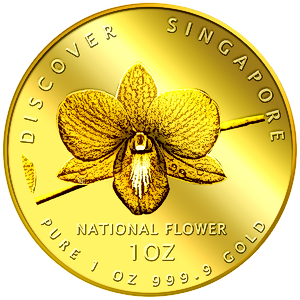 2013 1 oz Singapore National Flower Gold Coin - Vanda Miss Joaquim (Pre-Owned in Good Condition)