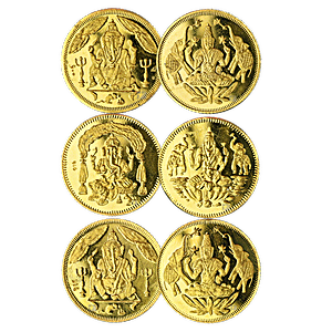 22-Karat Set of 3 Gold Hindu Medallions - 18.39 Gram Fine Gold Weight