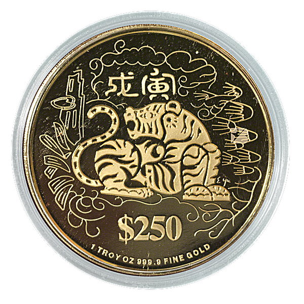 Singapore Mint Gold Proof Coin 1998 Year Of The Tiger Circulated In singapore-mint-gold-proof-coin-1998-year-of-the-tiger-circulated-in