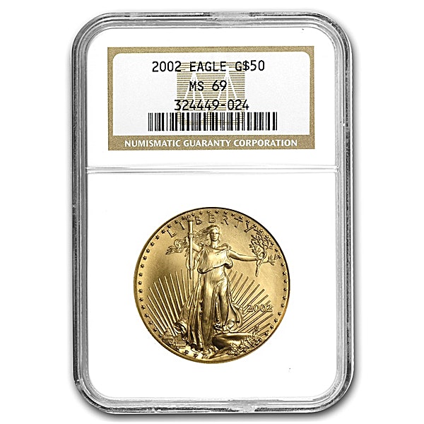 American Gold Eagle 2002 - Graded MS 69 by NGC - 1 oz American Gold Eagle 2002 - Graded MS 69 by NGC - 1 oz