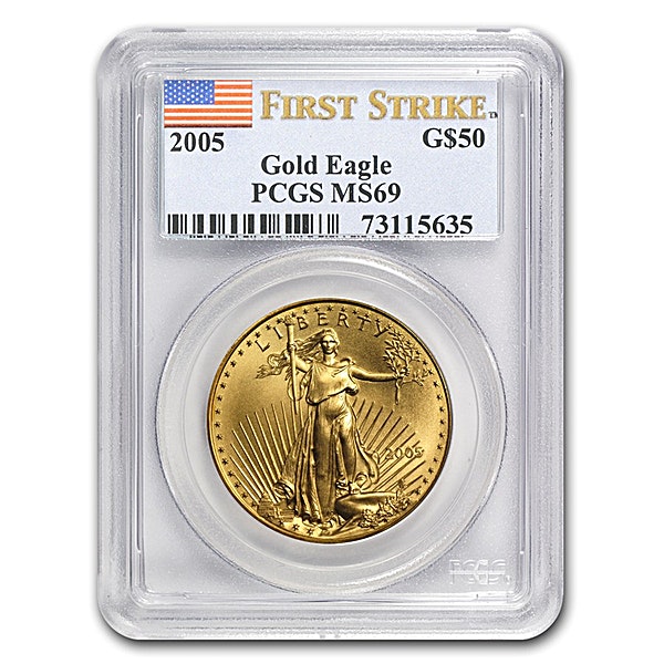 American Gold Eagle 2005 - Graded MS 69 by PCGS - 1 oz American Gold Eagle 2005 - Graded MS 69 by PCGS - 1 oz