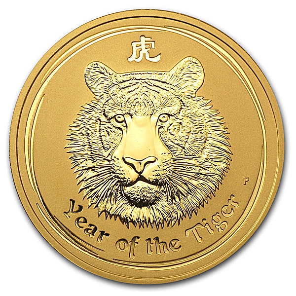 Australian Gold Lunar Series 2010 - Year of the Tiger - Circulated in good condition - 2 oz Australian Gold Lunar Series 2010 - Year of the Tiger - Circulated in good condition - 2 oz