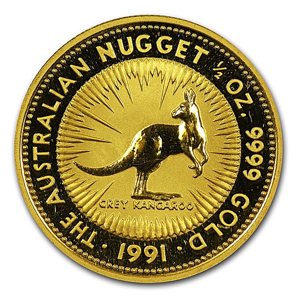 Australian Gold Kangaroo Nugget 1991 - 1 2 Oz - Bullionstar