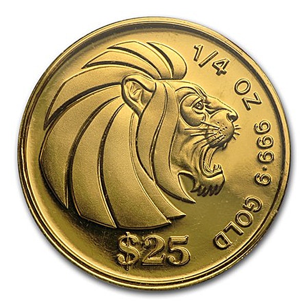 Singapore Gold Lion 1992 1/4 oz BullionStar Singapore