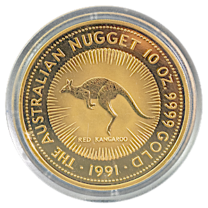 1991 10 oz Australian Gold Kangaroo Nugget Coin 1991 10 oz Australian Gold Kangaroo Nugget Coin