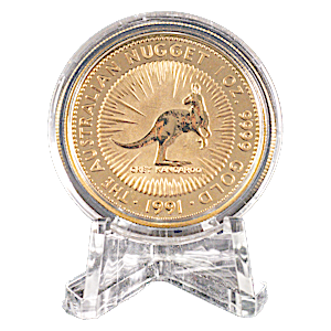 1991 1 oz Australian Gold Kangaroo Nugget Coin 1991 1 oz Australian Gold Kangaroo Nugget Coin