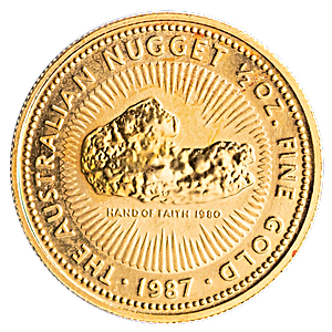 1987 1/2 oz Australian Gold Kangaroo Nugget Bullion Coin