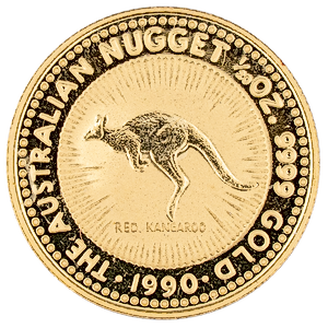 1990 1/20 oz Australian Gold Kangaroo Nugget Bullion Coin