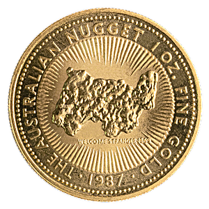 1987 1 oz Australian Gold Kangaroo Nugget Bullion Coin