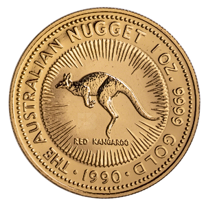 1990 1 oz Australian Gold Kangaroo Nugget Bullion Coin