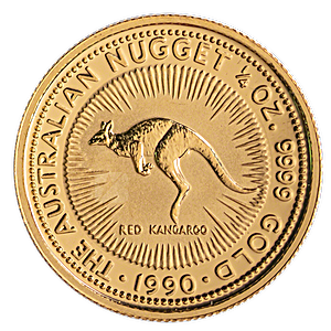 1990 1/4 oz Australian Gold Kangaroo Nugget Bullion Coin