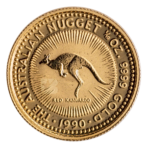 1990 1/10 oz Australian Gold Kangaroo Nugget Bullion Coin