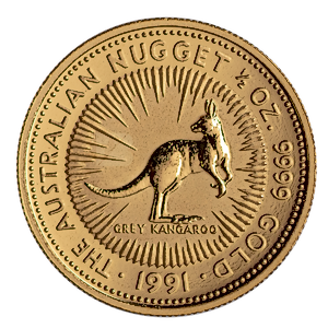 1991 1/2 oz Australian Gold Kangaroo Nugget Bullion Coin