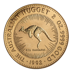 1992 2 oz Australian Gold Kangaroo Nugget Bullion Coin