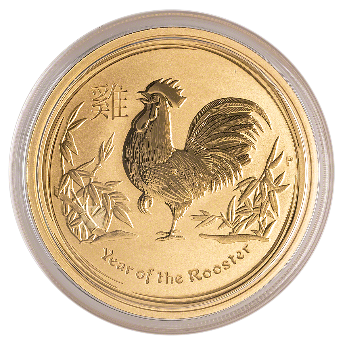 2017 YEAR OF THE ROOSTER Lunar CNY 24K Gold Clad Indian Buffalo Tribute Coin BOX 